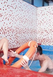 The young lifeguard fucks my pussy in the pool