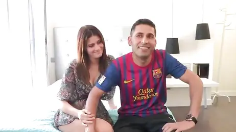 Barcelona fan sells his girlfriend's pussy... and watches.