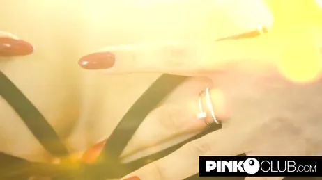 The spectacular Italian blonde Lisa Amane fucked by two guys at the same time