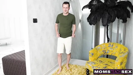 Mom's walking around the house without underwear, damn, what big tits she has!