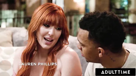 The busty redhead Lauren Phillips having sex with a young black man