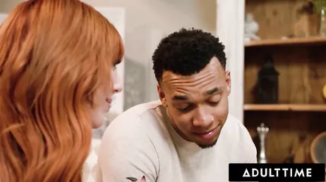 The busty redhead Lauren Phillips having sex with a young black man
