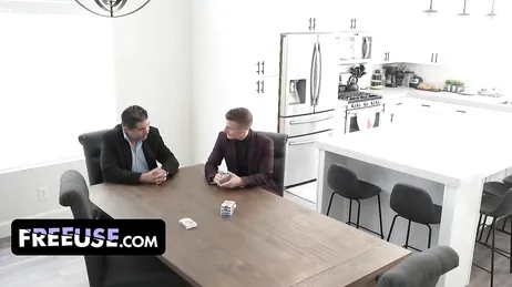 He's gambling away his wife's tits and cunt in a card game, and it doesn't seem to be going very well for him.