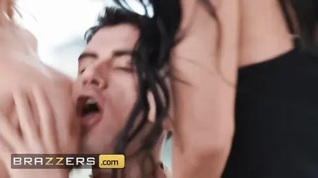 Very slutty stepsisters take turns sucking and riding poor Jordi ENP