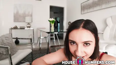 La padrona di casa ha un seno stupendo e indossa una minigonna attillatissima!