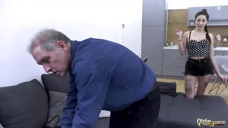 Two horny young women give this poor old man the fuck of his life