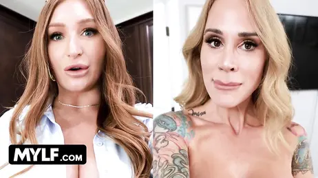 Il figliastro di questa MILF la becca mentre mangia la fica del vicino.